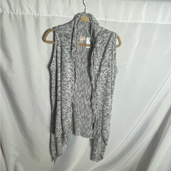 Mossimo Gray Black Marled Knit Sleeveless Waterfall Vest Size Large - Picture 1 of 6